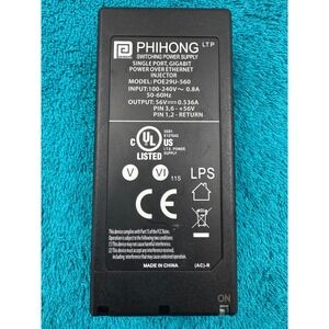 Phihong POE29U-560 Gigabit PoE Injector 56V 0.536A‎ Power Supply Black